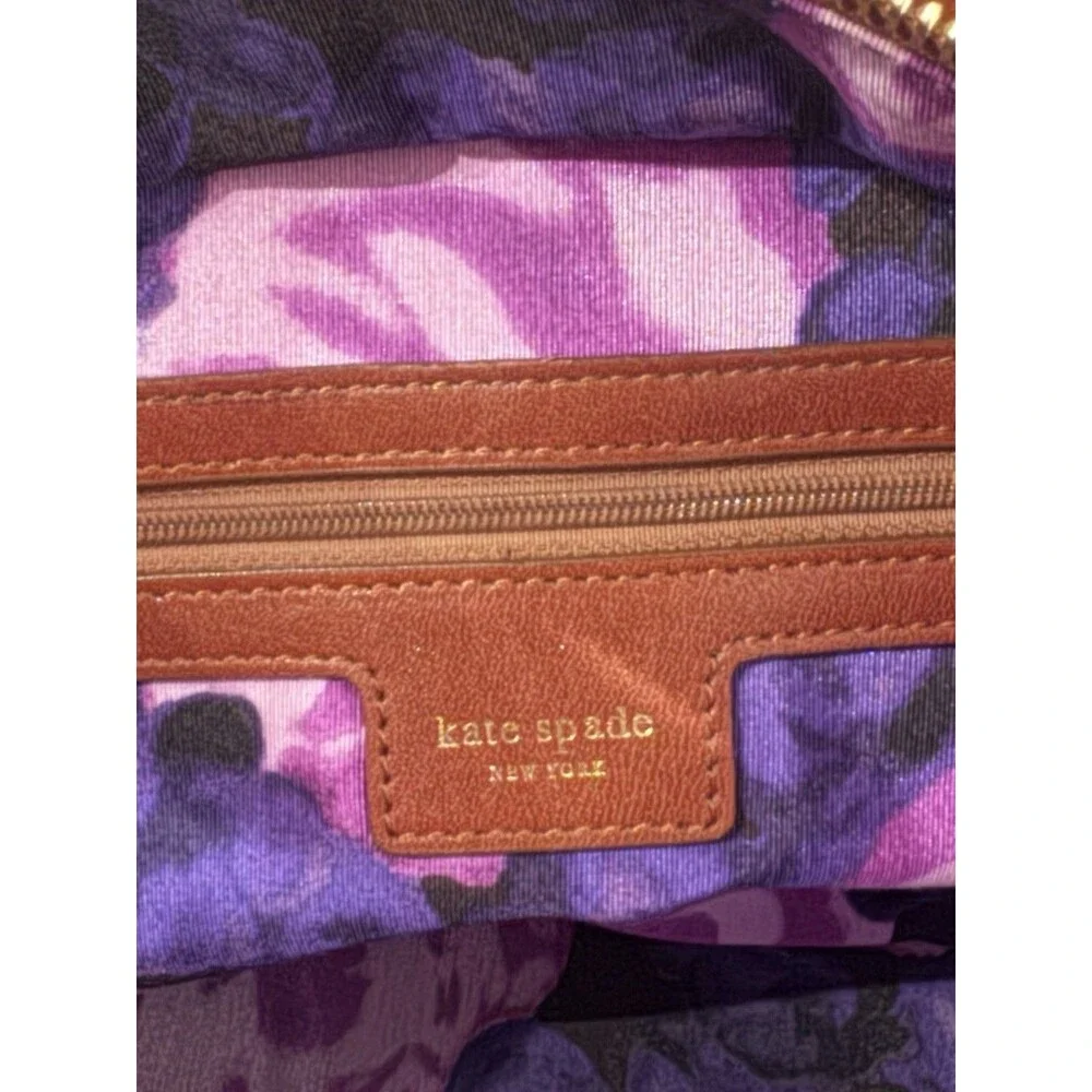 Vintage Kate Spade saddle brown leather tote Shoulder Bag purse Medium 15x10